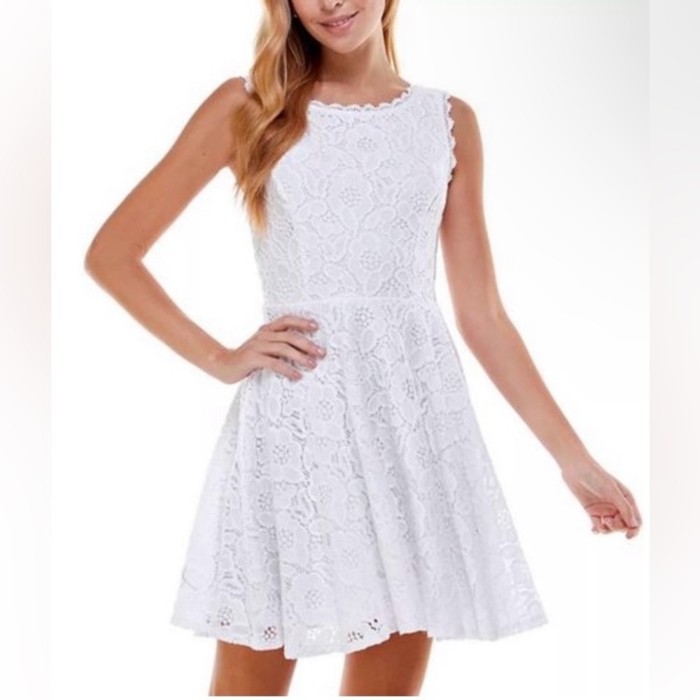 City Studios Juniors' Lace Fit & Flare Dress -